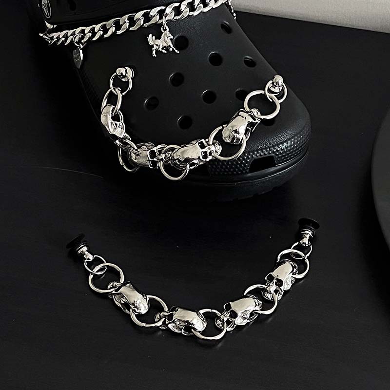 New shoe buckle Pearl Skull ins Hipster punk Wind Cave Cave Shoes Accessories Chain accessories diy hip hop shoe chain