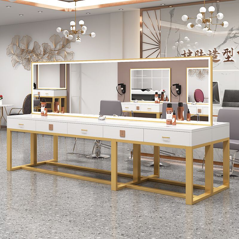 Beauty Salon Studio Professional Makeup Table with Light Simple Vanity Mirror Wedding Dress Photographer Photo Studio Makeup Table