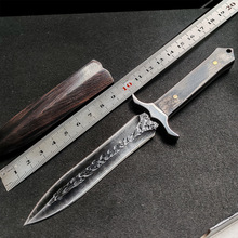 户外露营生存刀具防身野外求生战术直刀爆款长款瑞士大马士革钢刀