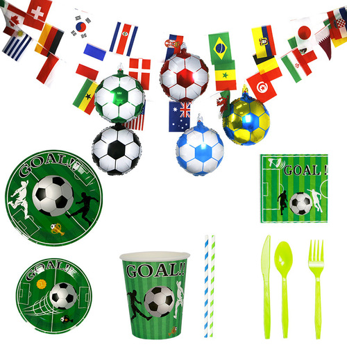 Amazon Disposable Paper Plates, World Cup Soccer Party Balloons & Banners, Disposable Party Tablecloth Decorative Set