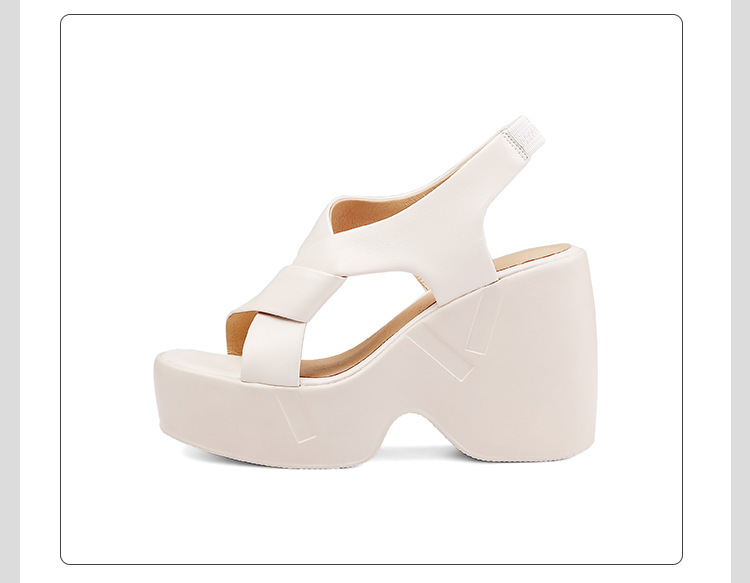 Sandal cao gót nữ hở mũi phong cách La Mã, đế xuồng, gót 9 cm, da cừu mềm — màu đen, màu trắng ngà chi tiết 22