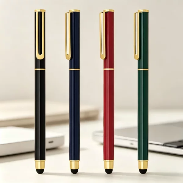 Business gift neutral pen, black ink pen, office stationery, multi-color metal touch screen signature pen with logo and hollow pen clip