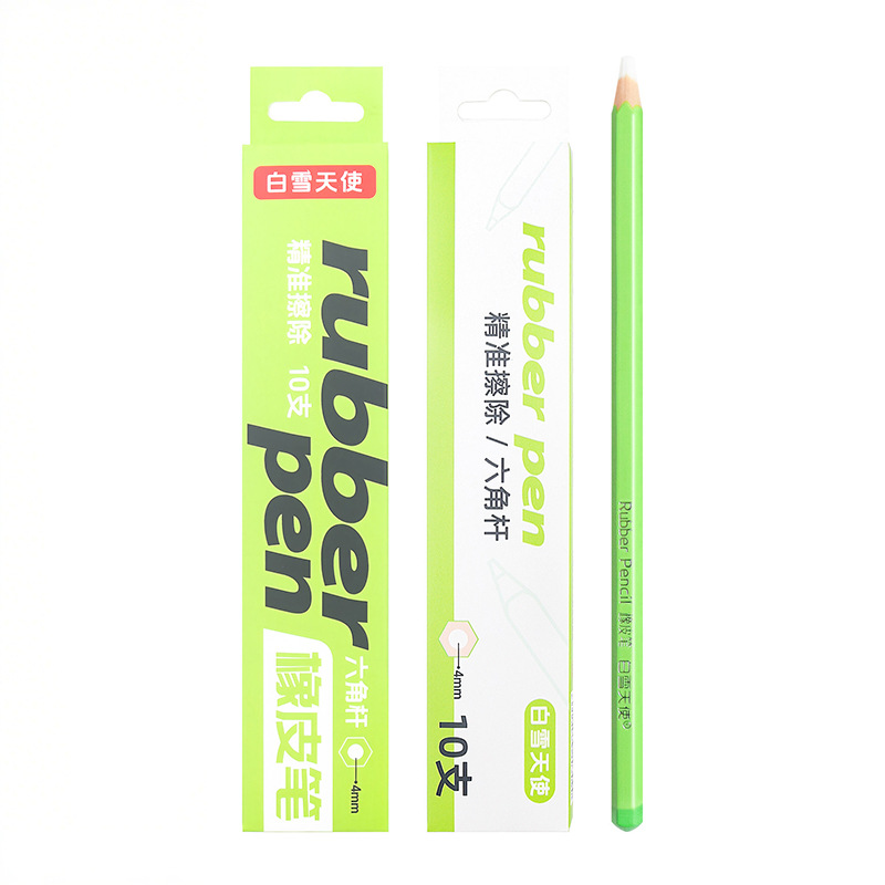 Bolígrafo de goma de varilla hexagonal de White Snow Angel, estilo de combinación de colores de macarons, borrado preciso de materiales de estudiantes, bolígrafo de eliminación de escritura a mano