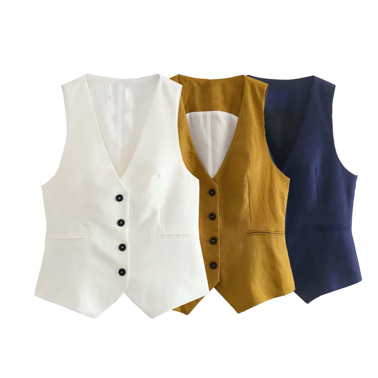 Women's Clothing new women's vest double breasted fashion top + straight pants casual suit set_voghion.com