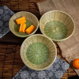 竹质工艺品;竹编;果盘、果篮