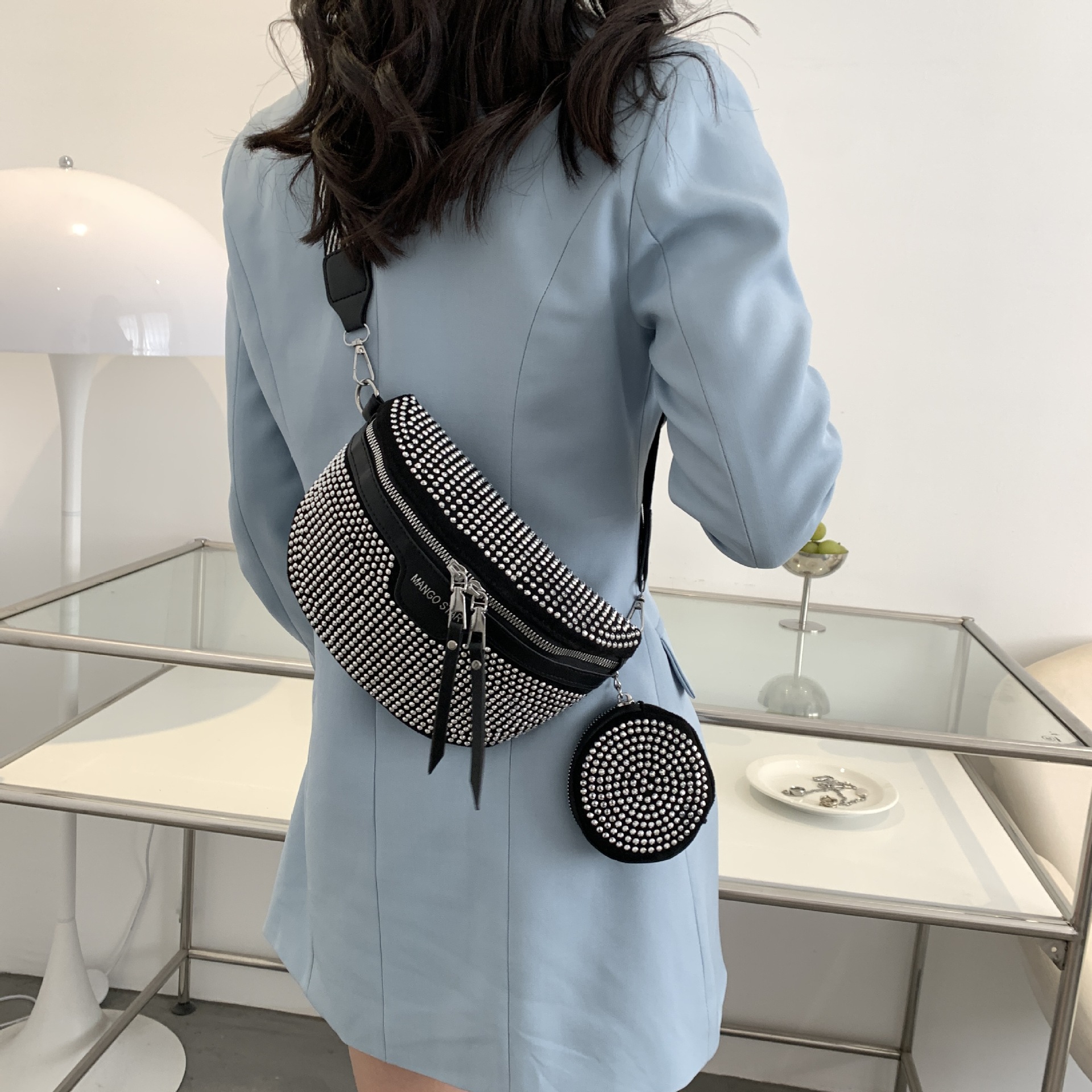 Cross-border Bag Women's Bag 2022 New Trendy Simple Fashion Simple Rhinestone Shoulder Bag Crossbody Bag Saddle Bag Internet Celebrant