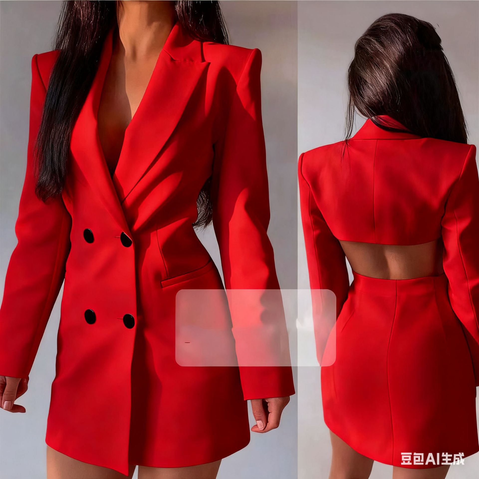 Autumn New European and American Commuter Backless Double-Breasted Suit Skirt Wish Amazon Ins Suit Export Wholesale