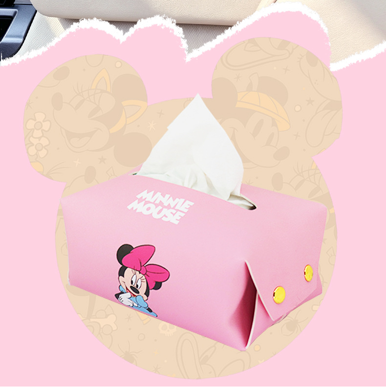 Minnie Car Tissue Box Armrest Box Rear Hanging Sun Visor Car Interior Supplies Tissue Box Paper Holder Paper Dispenser