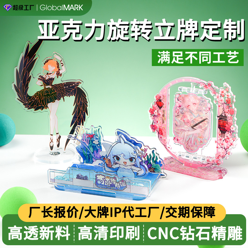 Custom acrylic rotating standee featuring cartoon characters, a two-dimensional cultural and creative product, popular online souvenir, desktop decoration