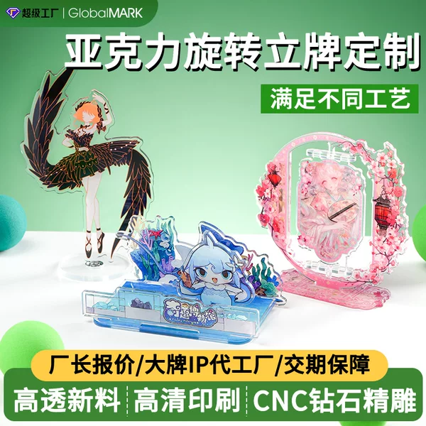 Custom acrylic rotating standee featuring cartoon characters, a two-dimensional cultural and creative product, popular online souvenir, desktop decoration
