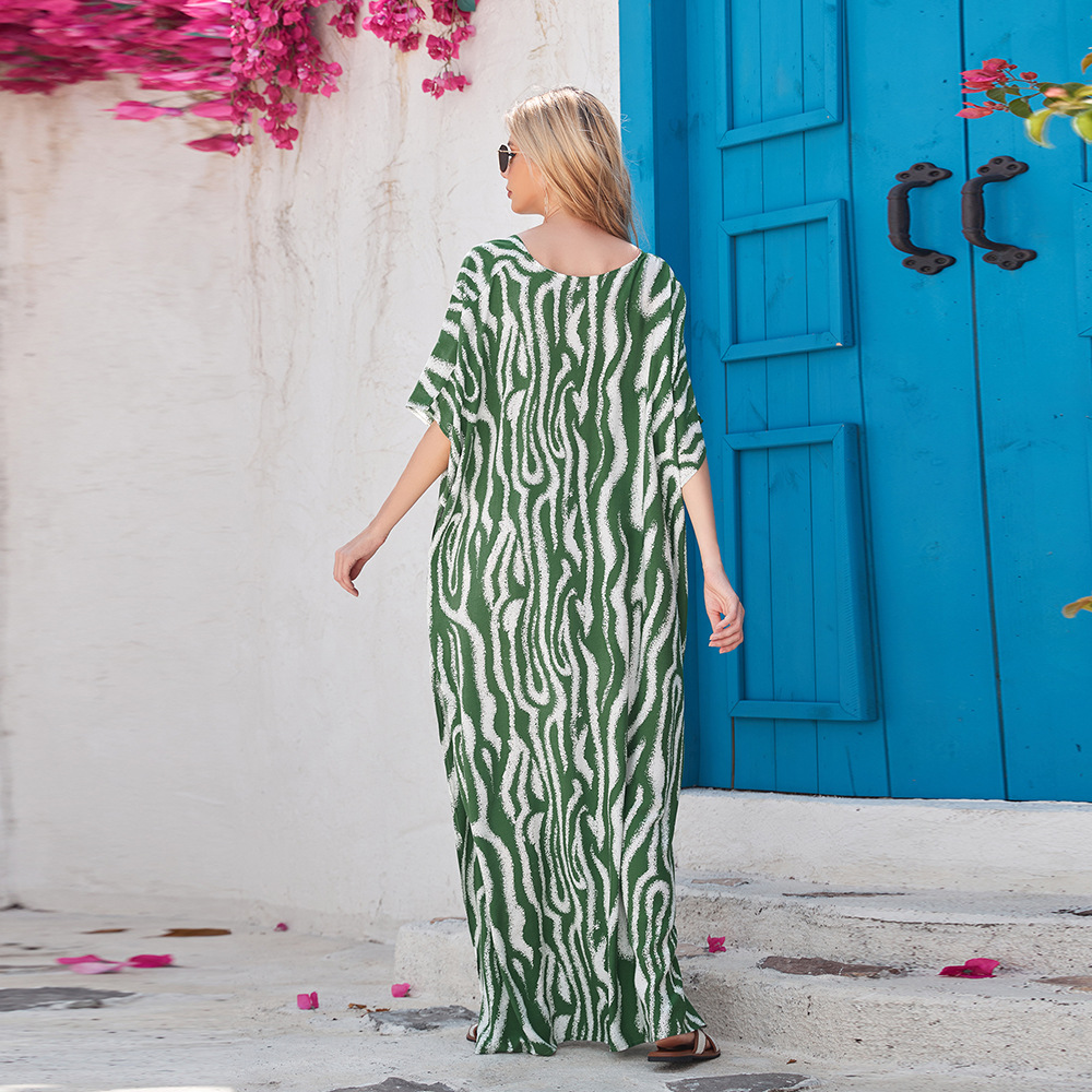 4 colores transfronterizos Amazon rayón impreso playa blusa vestido bohemio bikini cubierta hasta 3905