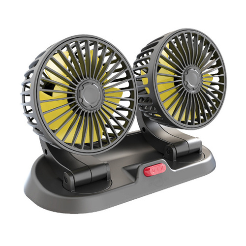 Car double-head fan Car electric fan 360 rotatable wind power with parking sign mini small fan for car