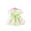 Summer dress with bow for princess, with short sleeve