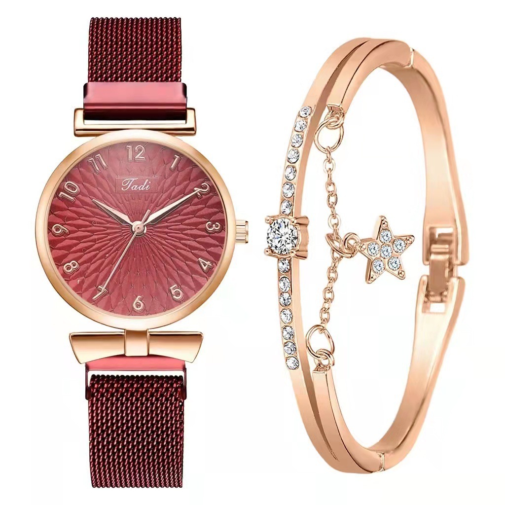 Digital scale circular large dial quartz watch, artistic, fashionable, simple, lazy, magnetic buckle watch for women_voghion.com