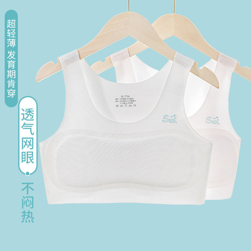 Girls' Underwear for the Developmental Stage, Primary School Students, Stage One, 10 Years Old, Anti-Bump Ice Silk Seamless Summer Thin Children's Vest Girls' Underwear for the Developmental Stage, Primary School Students, Stage One, 10 Years Old, Anti-Bump Ice Silk Seamless Summer Thin Children's Vest