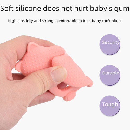 Food-grade baby silicone teether Baby cartoon bite bite  Baby teething rod anti-hand biting training teether 