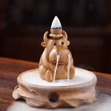 小红书同款绿檀木精雕可爱熏香炉家用室内牛气冲天龙年倒流香薰炉