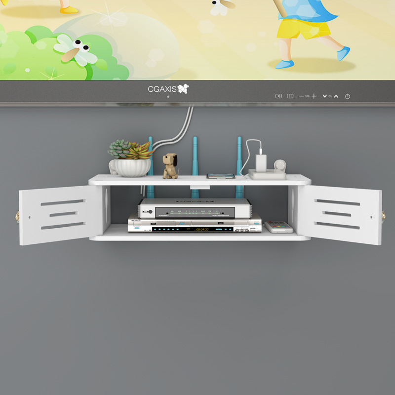 WiFi TV montado en la pared Set-Top Box router de almacenamiento en rack de almacenamiento de perforación libre soporte de soporte
