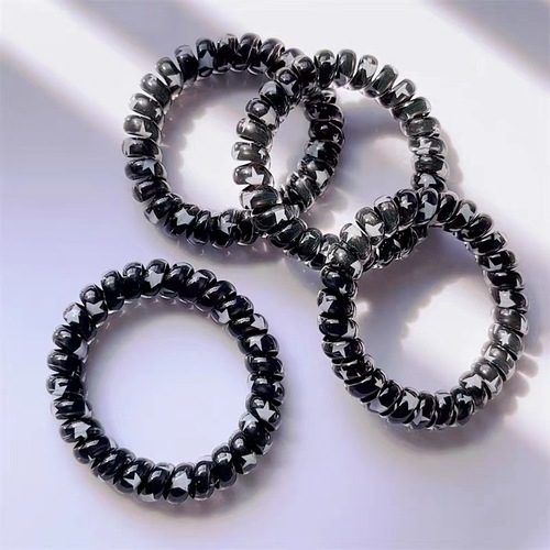 Korea's new black and white star phone coil high-value summer hair tie college style ponytail rubber band sweet girl hair accessories