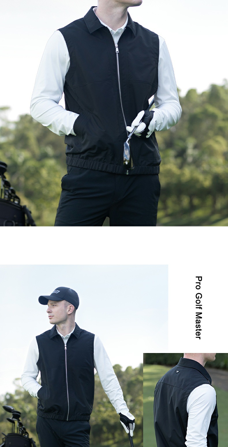 Áo ghi lê golf nam PGM chống gió giữ ấm cổ bẻ — Áo vest trắng YF725 chi tiết 5