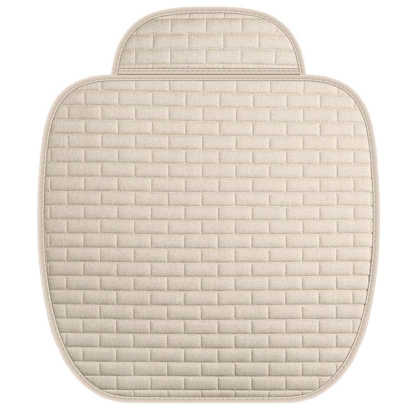 Linen Plaid Car, Universal Seat cushion, seat cover - brick-linen-single-seat-cushion-beige