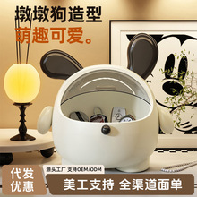 玄关收纳盒家用门口创意卡通塑料带盖大容量钥匙吧台多功能收纳盒