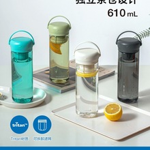 水杯塑料便携夏日杯子女运动水壶tritan透明泡茶学生男款