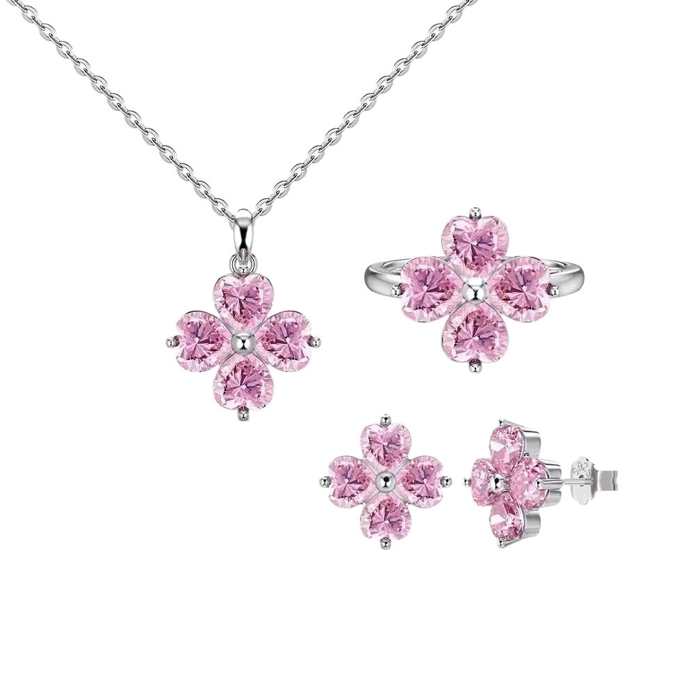 Japanese and Korean Popular S925 Sterling Silver Necklace for Women, Four-Leaf Clover Heart Zircon Inlaid, Exquisite Design, High-End Women's Accessory