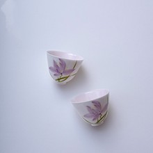景德镇釉下手绘兰花颜色釉薄胎玉泥陶瓷小茶杯女士品茗杯单杯