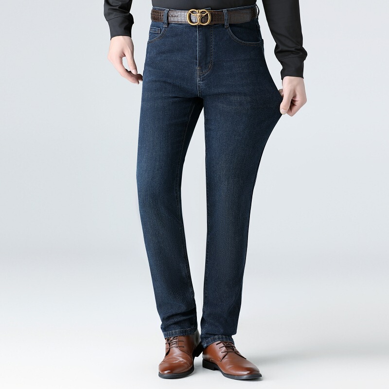 Men's Jeans Spring and Summer New Style Elastic Loose Straight-Leg Middle-Aged Business High-Waisted Dad Thin Casual Long Pants Men's Jeans Spring and Summer New Style Elastic Loose Straight-Leg Middle-Aged Business High-Waisted Dad Thin Casual Long Pants