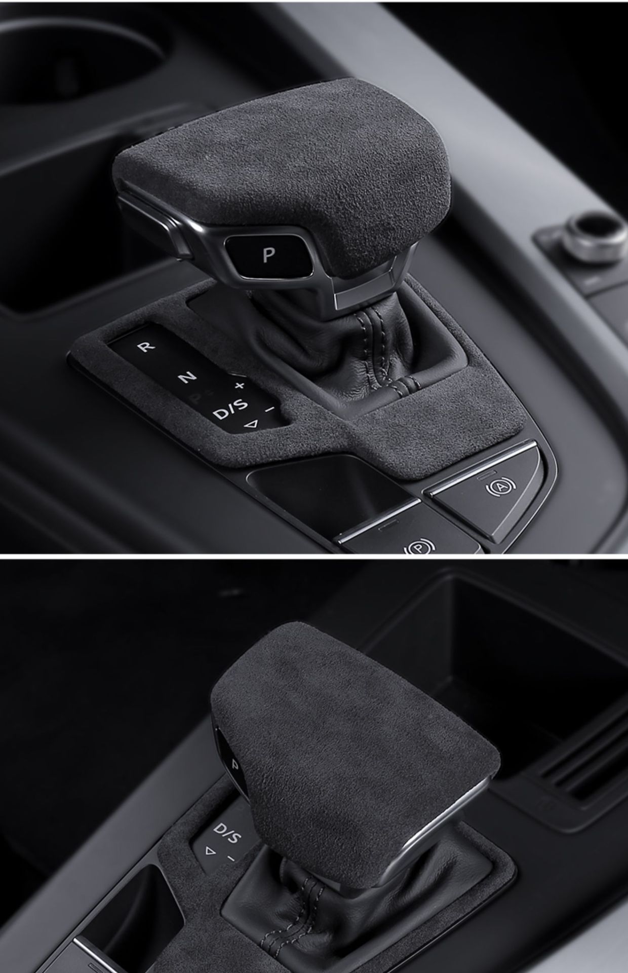 Interior modification gear shift cover in suede for Audi A4L, A5, Q5L (models 2017-2024), S4, S5 center console gear shift decorative patch