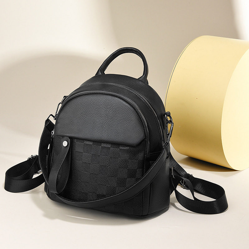 Mochila pequeña texturizada para mujeres de mediana edad, mochila escolar suave, bolso de doble propósito, bolso de un solo hombro y de doble hombro, gran capacidad, bolsos de nuevo estilo para mujer.