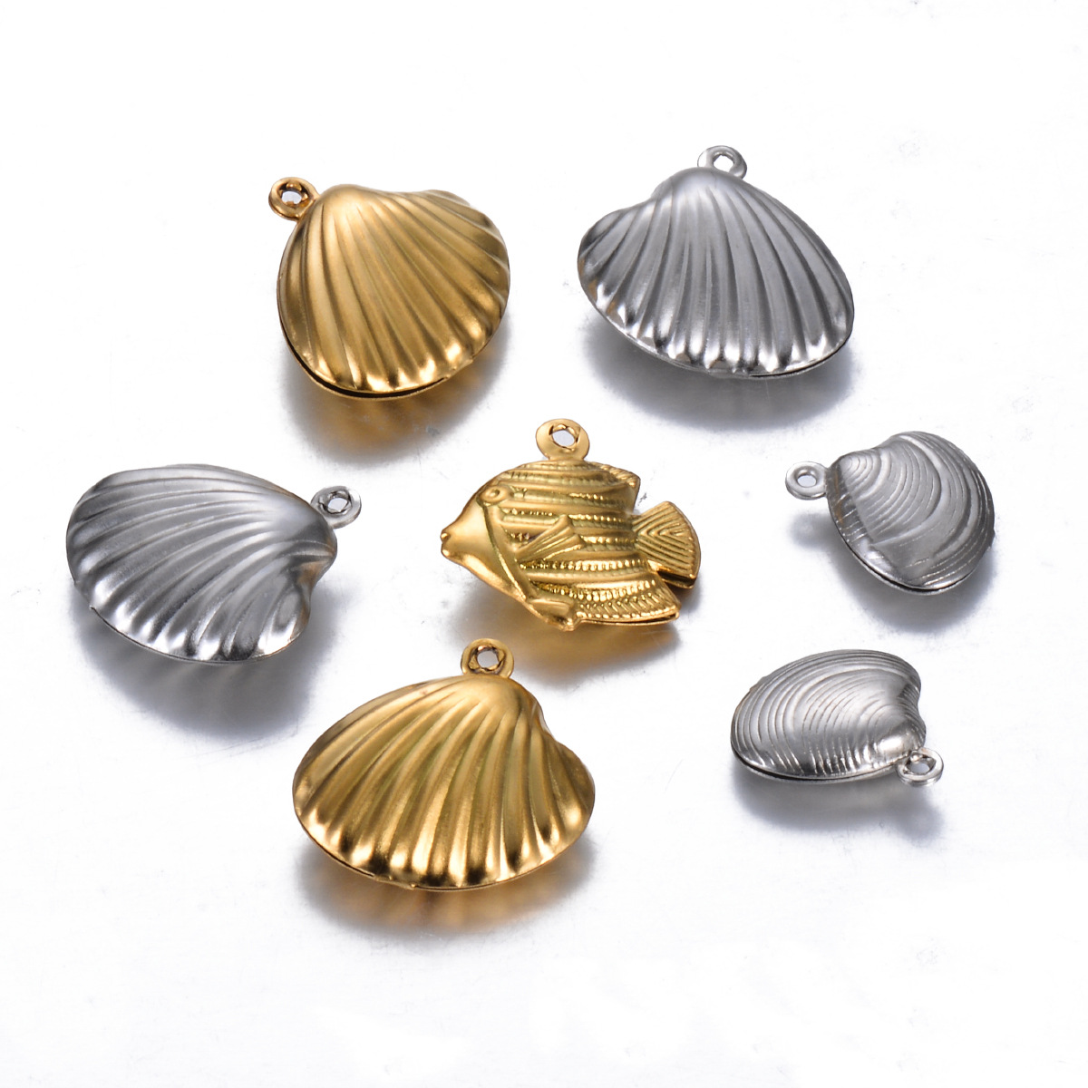 Pendant Jewelry Making Type 20 PCS/Package 304 Stainless Steel Shell Fish Pendant