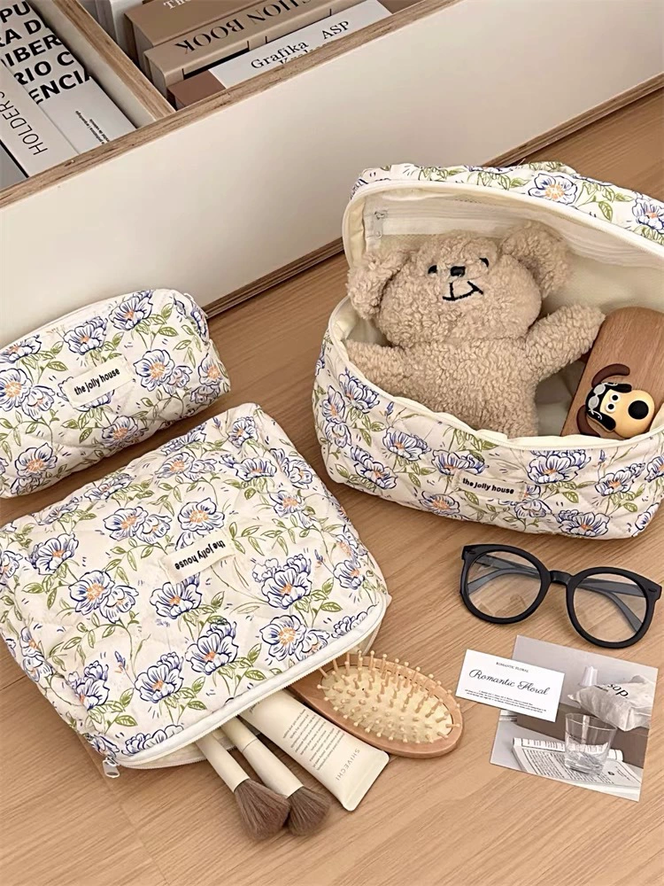 Ручная компактная косметичка с цветочным дизайном, cute брендовая система хранения для путешествий