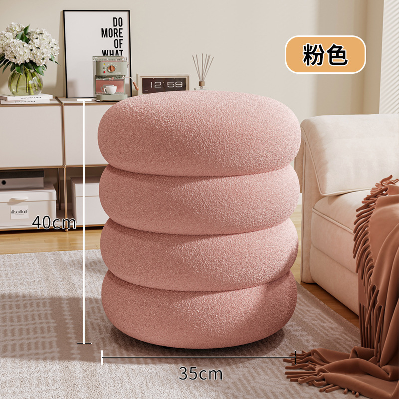 クリーム風の小さい腰掛けの家庭用の客間のソファーの丸い腰掛けのネットの低い板の腰掛けのアイデアは切り株に座って戸口に入って靴の腰掛けを交換します。|undefined