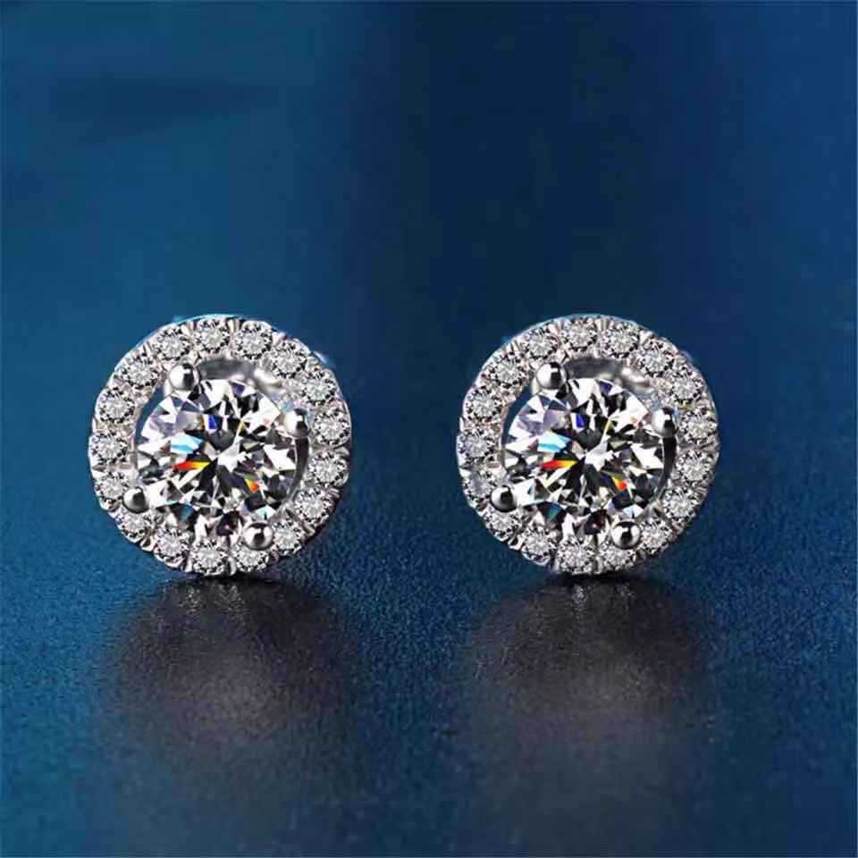 316 Stainless Steel Ear Needle Material 1 Pair Simple Style Classic Style Round Inlay Copper Zircon Ear Studs