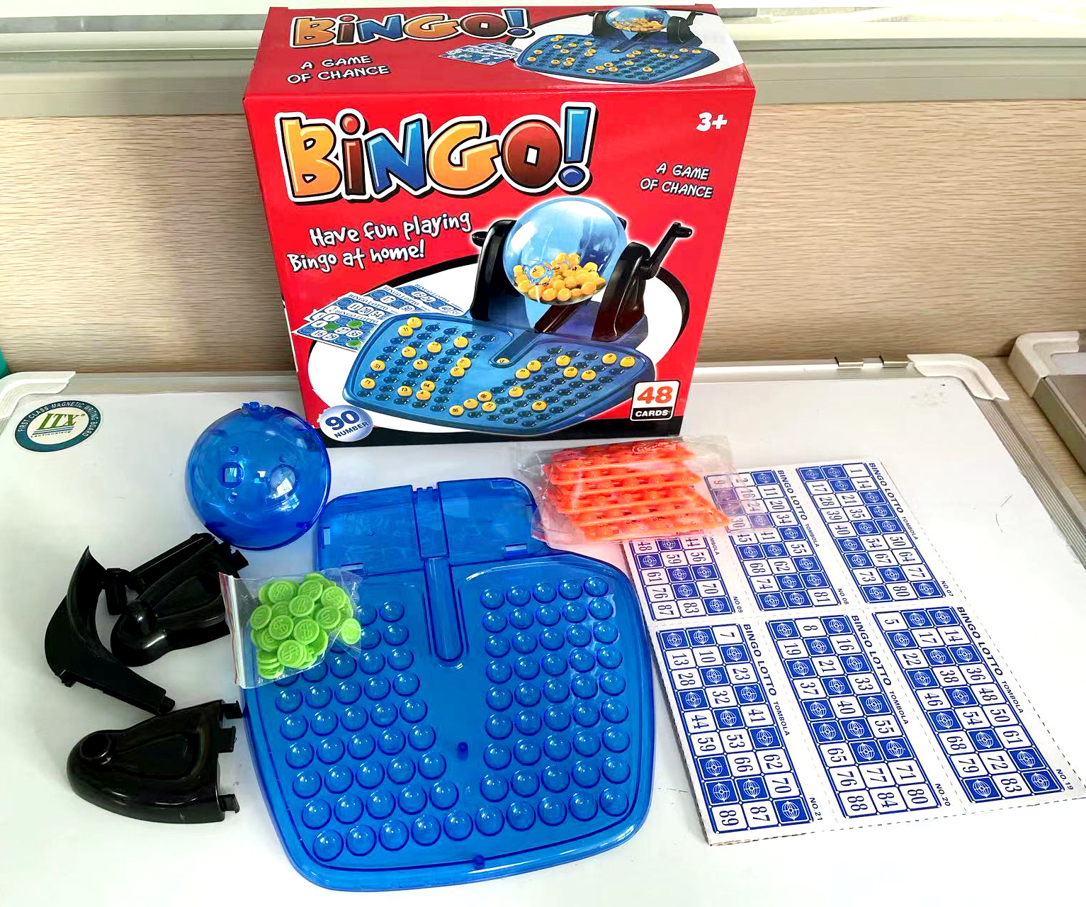 Máquina de lotería con 90 códigos y 48 tarjetas con números de la suerte para fiestas familiares y juguetes interactivos de mesa para padres e hijos