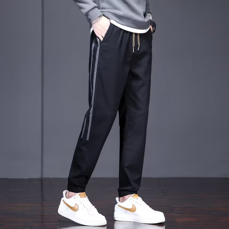 Pantalones casuales, pantalones vaqueros sueltos de talla grande para hombres, pantalones largos Harlan juveniles de todo fósforo a rayas, marca de moda perezosa