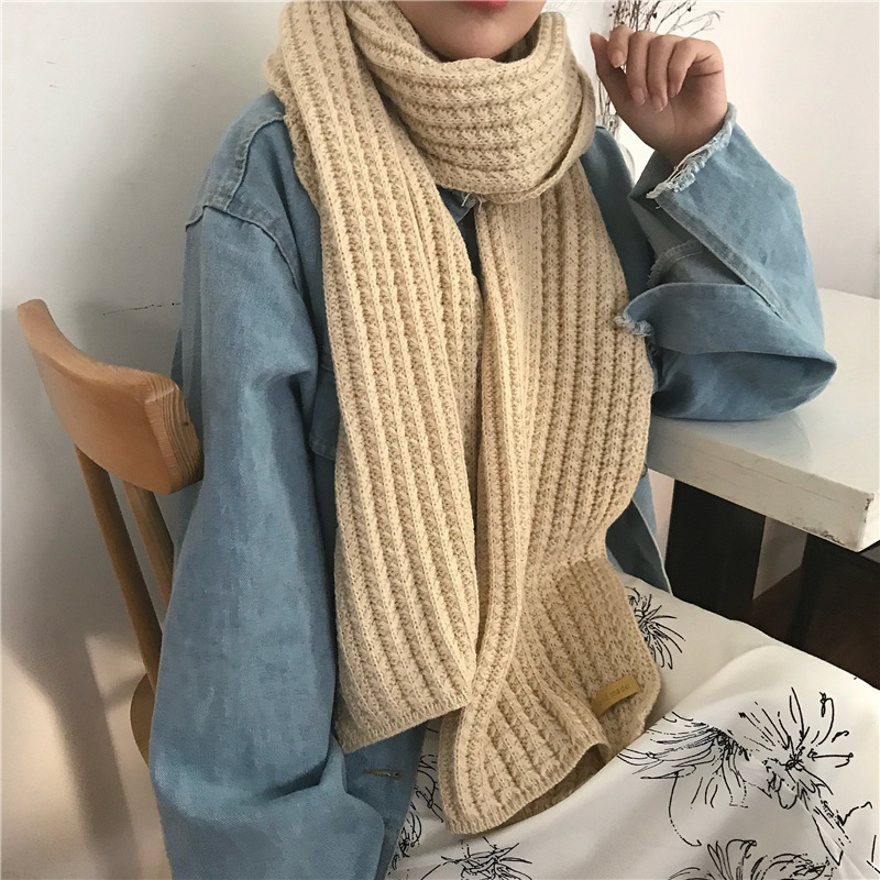Women's Japanese Style Sweet Solid Color Yarn Scarf display picture 1