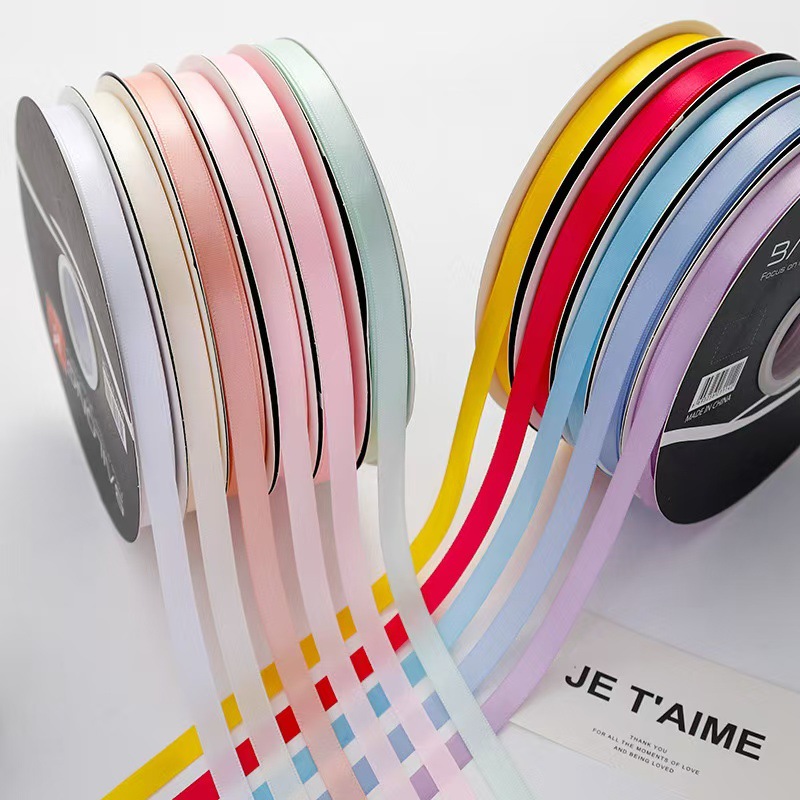 1cm de poliéster de doble cara cinta de color puro decoración de pastel caja de regalo embalaje floral cinta horneado cinta de decoración