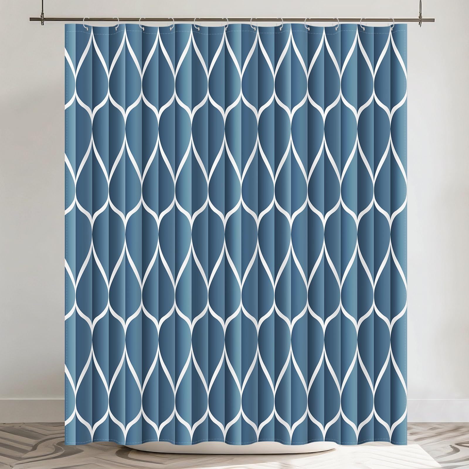 Waterdrop-pattern Digital-printed Thickened Waterproof Bathroom/shower Curtain, Polyester Bath Screen Divider For Hotels_voghion.com