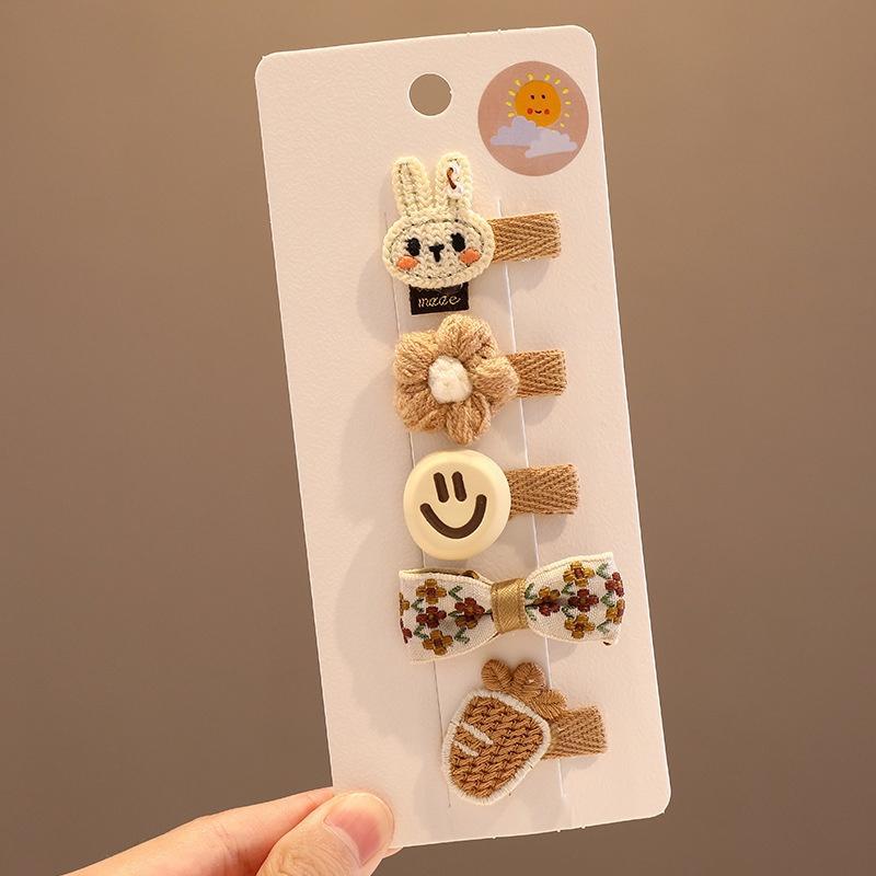 Cute clip de dibujos animados clip de borde conjunto frente cejas clip de cabello para chicas clip de BB otoño invierno de alta sensibilidad adornamiento de cabello tocado