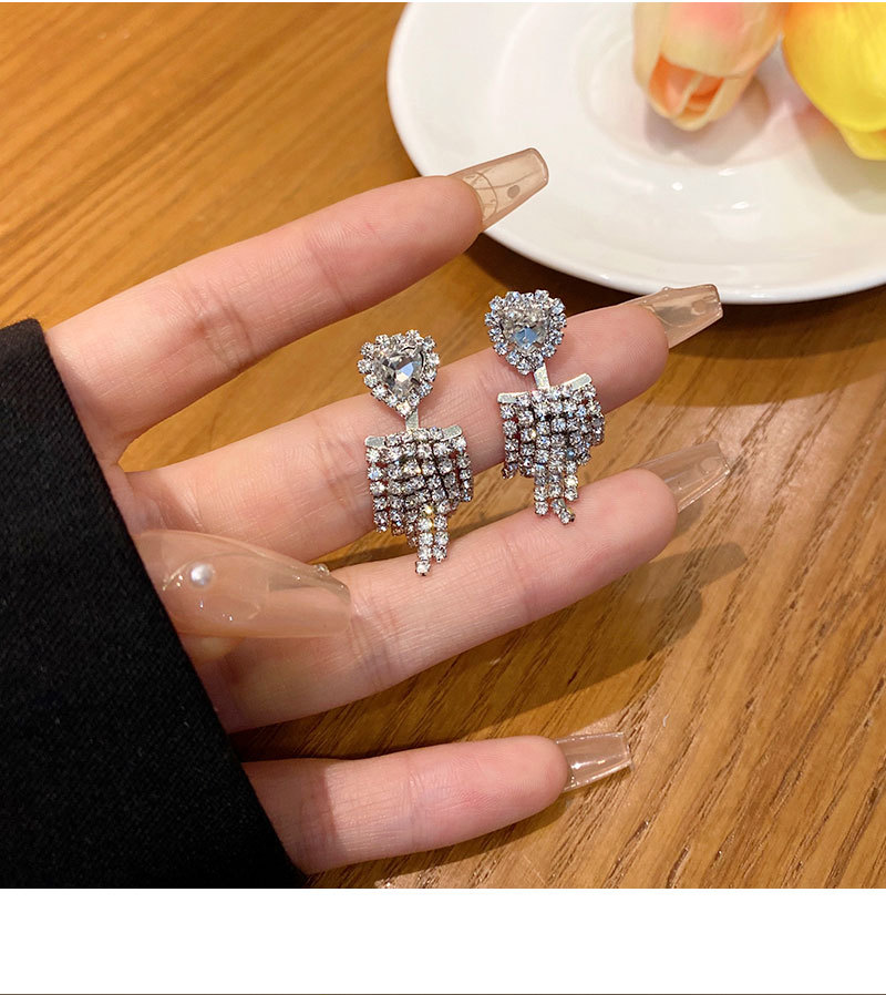 Fashion Geometric Heart Shape Copper Inlay Zircon Drop Earrings 1 Pair