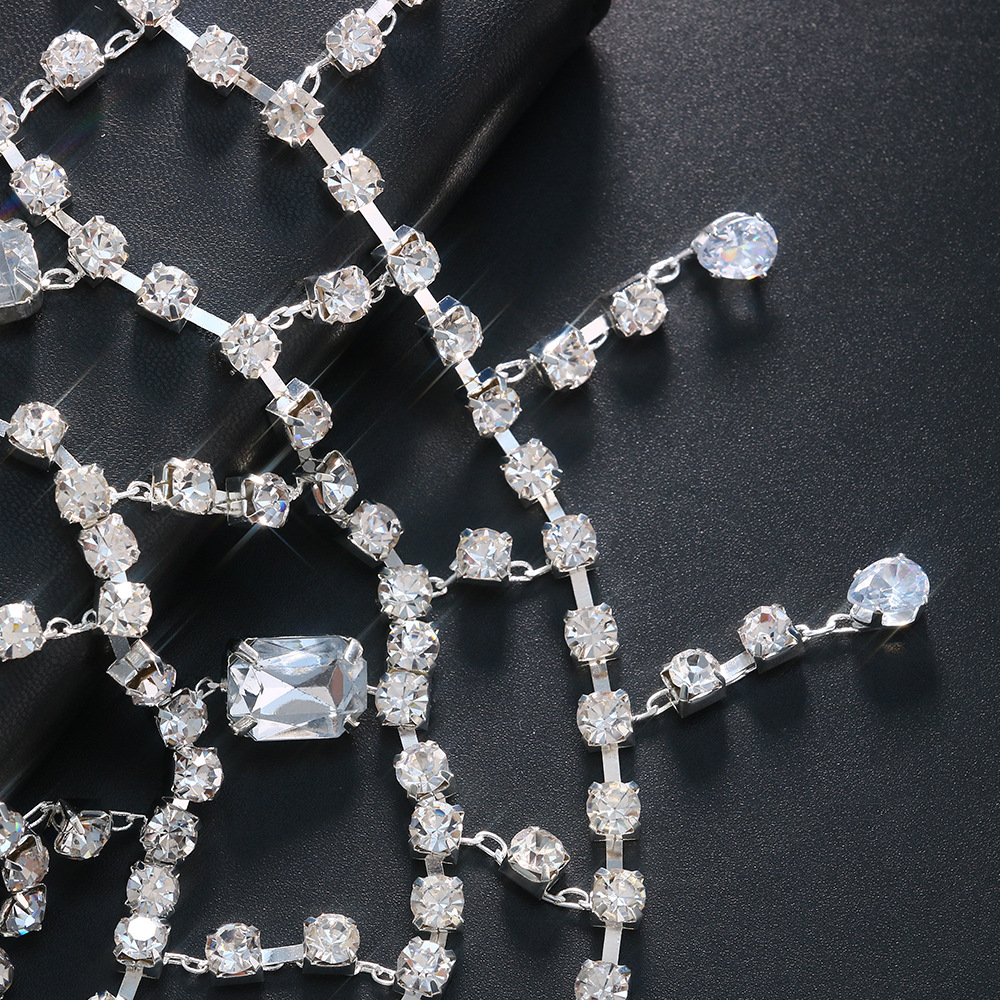 Chaîne de cheveux à pompon en strass à la mode, nouvelle personnalité de luxe, coiffure exagérée multicouche en strass pour femme, chaîne d'envoi_voghion.com