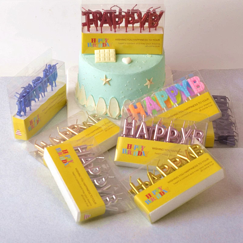 Прямые поставки завода: золотые свечи "Happy Birthday" в виде английских букв, романтические креативные свечи для торта
