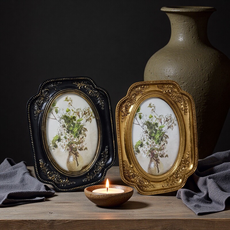 French-Style High-End Vintage Wall-Mounted Desktop Ornament Picture Frame Decoration for Living Room, Bedroom, Bedside, Sofa Hanging Painting, Light Luxury Photo Frame