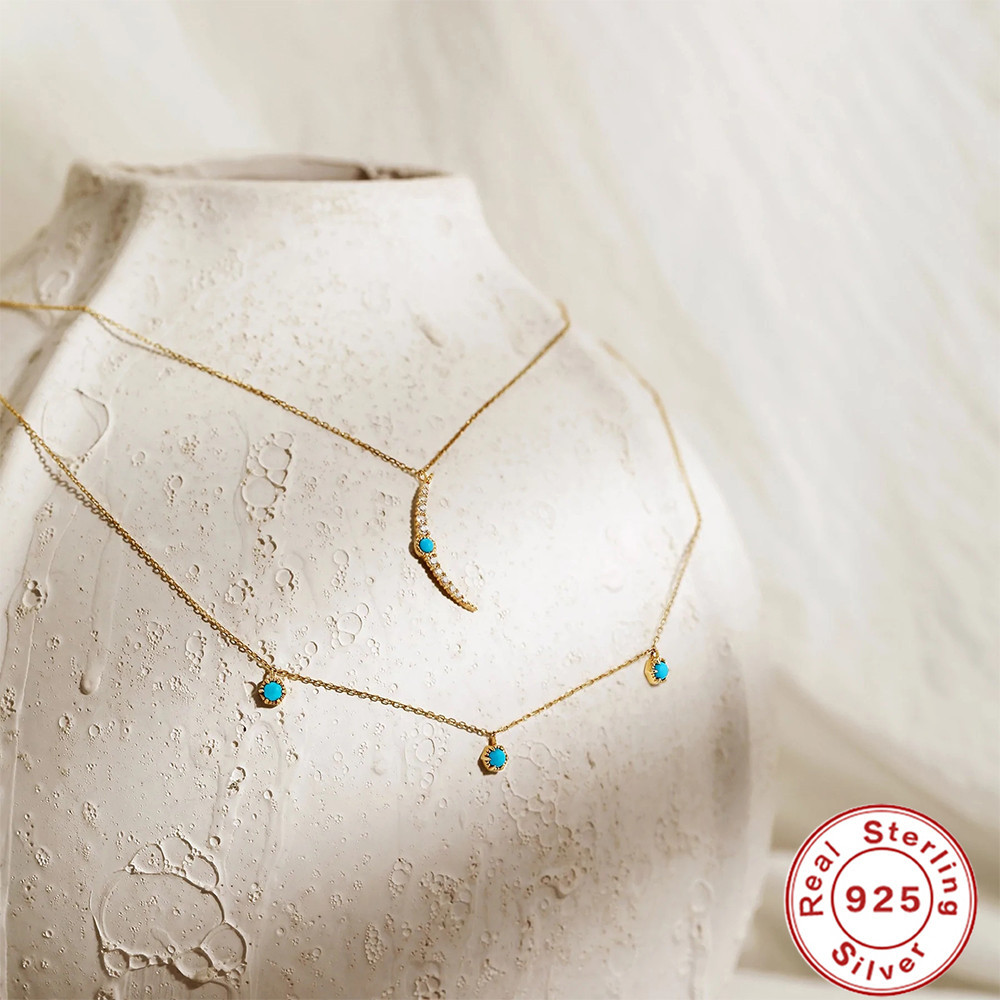 6g Weight Necklace Classification 1 Piece Quantity Daily Occasion 925 Sterling Silver Material Moon Pattern Women'S Gender Plating Design Fashion Style 925 Sterling Silver Plating Moon Necklace 6