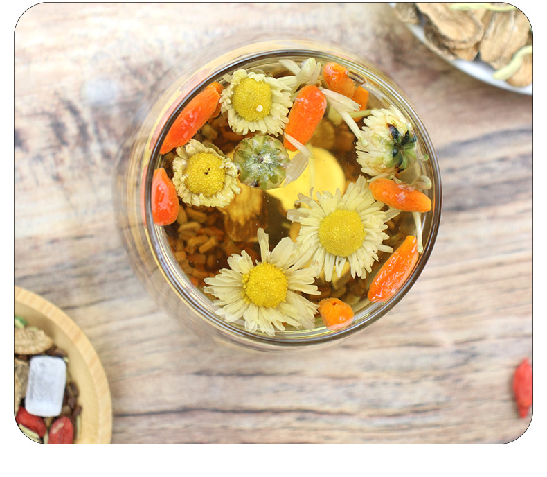 Chrysanthemum Goji Honeysuckle Tea 100g Bagged Cold Brew Wellness Blend with Cassia Seed preparation
