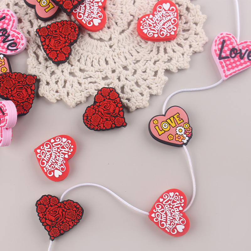 Productos creativos para bebés DIY caricatura amor perlas de silicona juguetes de goma de plástico para bebés molar tetina cadena accesorios de pulsera