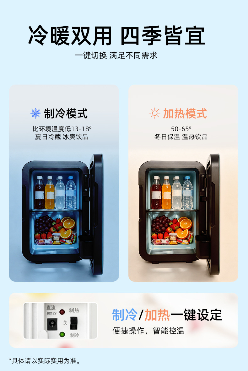 New cross-border 6L small refrigerator for office, dormitory, and student use, dual-purpose for home and car, portable with heating and cooling functions